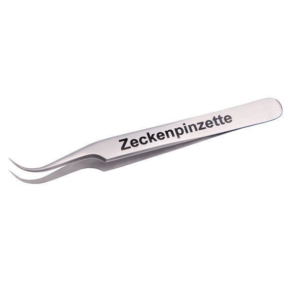 Faude Tick tweezers, tick tweezers for removing ticks of any size without squeezing them with round curved, finely pointed tip, stainless steel 12.5 cm