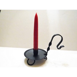 Wrought Iron Candle Taper Holder with Twisted Handle - Hand Made by Amish