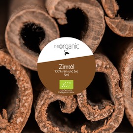 NeoOrganic® Bio Zimtöl (Cinnamomum zeylanicum) - 100% naturreines ätherisches BIO - Öl aus der Zimtrinde - zum aromatisieren von Speisen und Getränken - 5ml