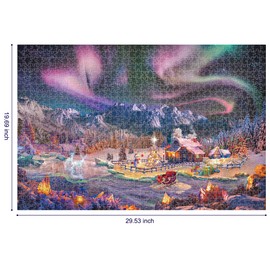 Lavievert Jigsaw Puzzles 1000 Piece Christmas Wonderland Puzzles for Adults - Snowy Night, Aurora, Christmas Tree, Snowman, Sleigh, Ice Sculpture & Milu Deer
