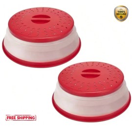 Unbranded 1pc Folding Silicone Microwave Cover – Oil‑Proof, Splash‑Safe & Hook - NEW