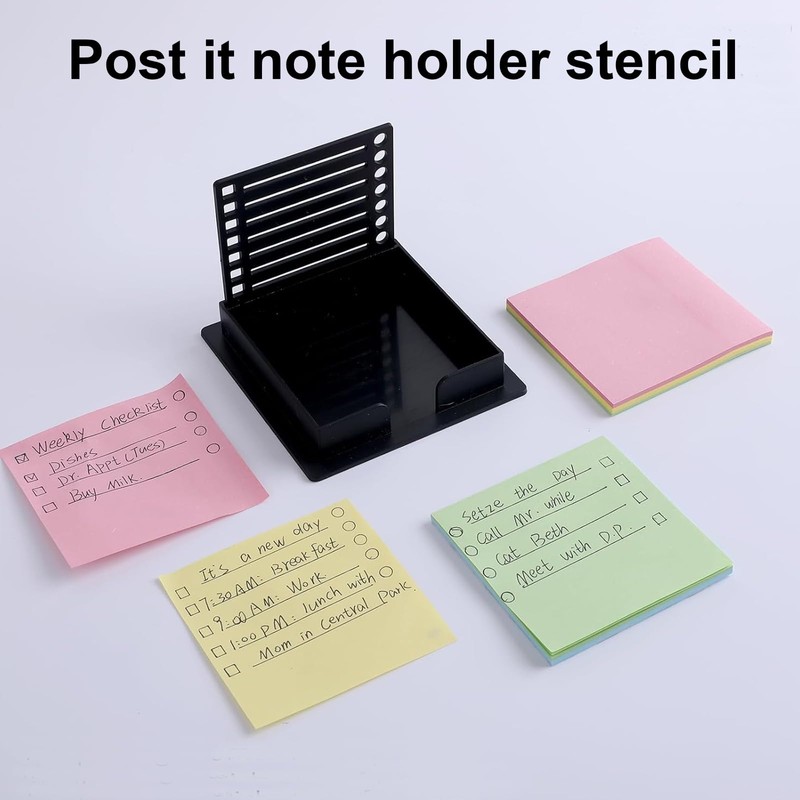Sticky Note Holder with Stencil 2 Pcs, Post it Note