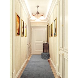 Custom Size Hallway Runner Rug, Slip/Skid Resistant, 26 Inch Wide X Your Choice of Lenght, Solid Dark Grey, 26 Inch Width X 24 Feet Length, Sold and Priced Per Foot