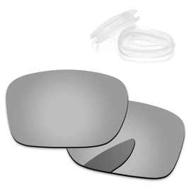 PapaViva Replacement Lenses and Nose Pads for Oakley Holbrook Metal OO4123, Chrome / Silver