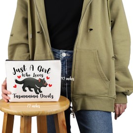 VAMSII Tasmanian Devil Lover Gift Who Loves Tasmanian Devils Makeup Bag Tasmanian Devil Fan Cosmetic Bag Tasmanian Devil Merch (Who Loves Tasmanian Devils M C)