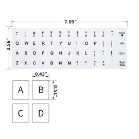 (2PCS Pack) English Keyboard Stickers, Universal Keyboard Replacement Letters English White Background with Black Lettering for Laptops Computer, Matte Keyboard Alphabet Stickers -White