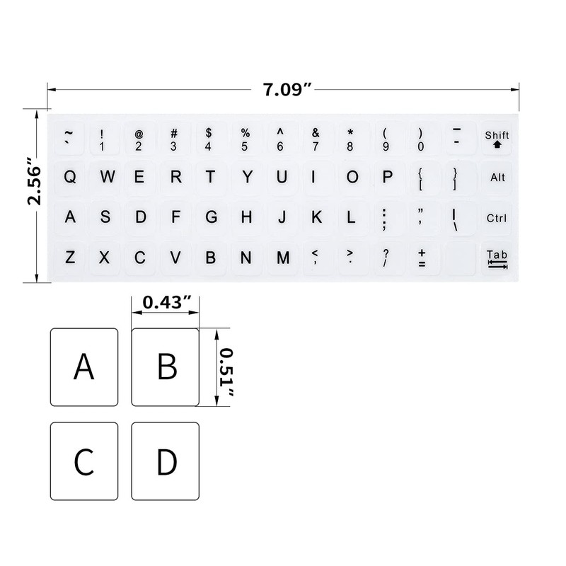 (2PCS Pack) English Keyboard Stickers, Universal Keyboard Replacement Letters English