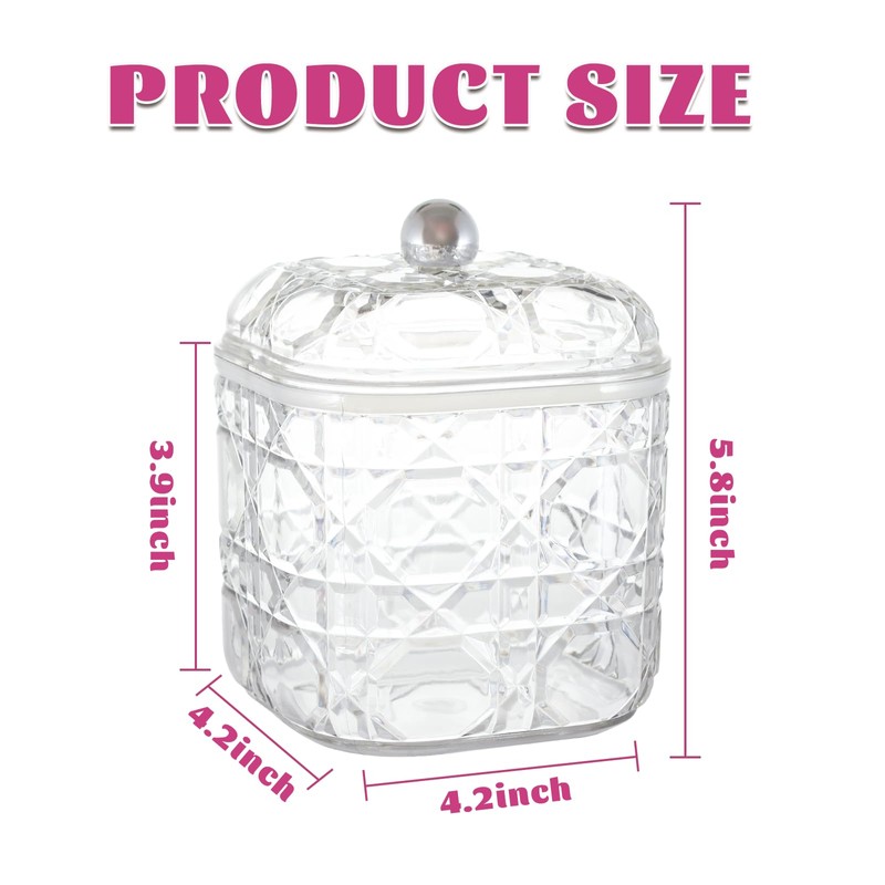 JynJyn 2-Pack Scrunchies Holder, 30oz Q-tip Holder, Plastic Bathroom Canisters,