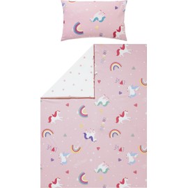 Erwin Müller Children's Reversible Flannelette Bed Linen Pink Size 100 x 135 cm (40 x 60 cm)
