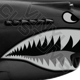 Flying Tigers Shark Mouth Teeth Die-Cut Vinyl Decals V3 Tactical (10" Inches - 1 Pair)
