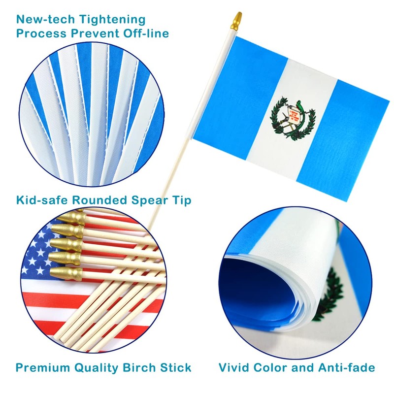Newperlite Guatemala Stick Flag Guatemalan Small Mini Hand Held Flags