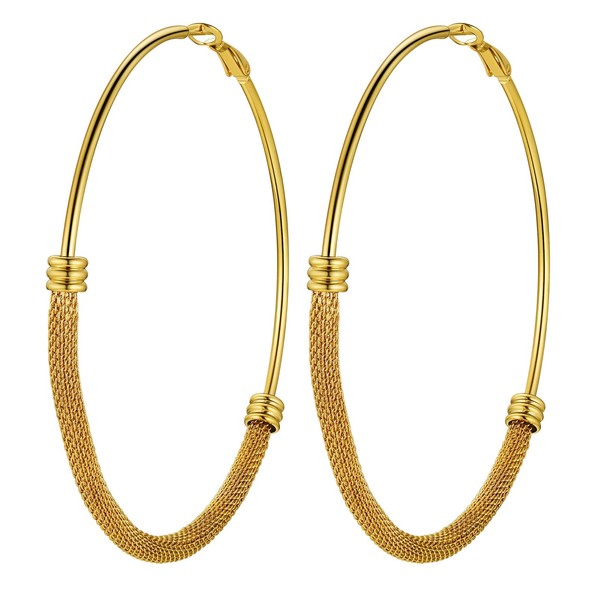 Big Hoop Earrings For Women Large Hoops 18K Gold Plated Stainless Steel Large Round Earring Chunky Gold Hoop Earrings