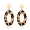 Leopard Drop Earrings Geometric Faux Leather Hoop Dangle Earring Statement
