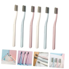 Beavorty 6pcs Soft Bristle Adult Toothbrushes Random Ergonomic Grip for Teeth and Tongue Cleaning for Family Use