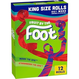 Fruit by the Foot Fruit Flavored Snacks, Berry and Strawberry Tie-Dye, 12 King Size Rolls, 15 oz