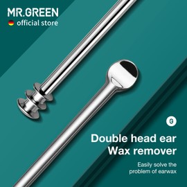 MR.GREEN Dual-Headed Ear Wax Remover 360° Cleaning Three-Ring Ear Spoon Professional Stainless Steel Ear Wax Removal Ear Care Tool(Silver)