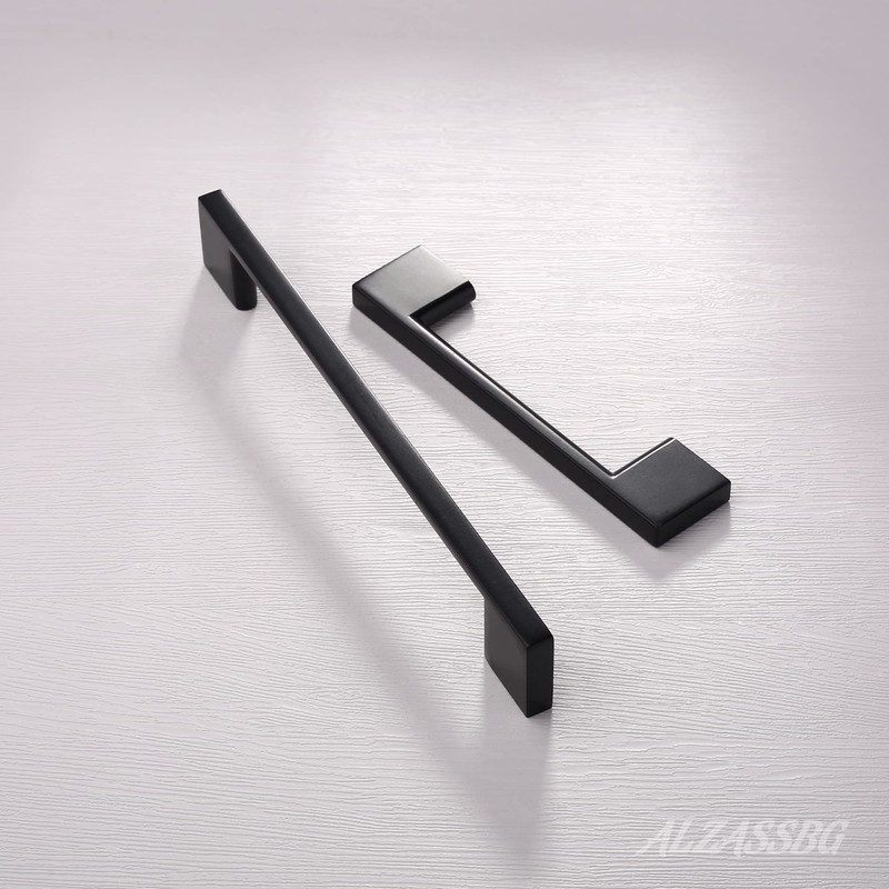 Alzassbg 10 Pack Matte Black Cabinet Pulls, 5 Inch(128mm) Hole