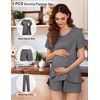 Ekouaer 3 PCS Maternity Nursing Pajamas Set Postpartum Breastfeeding Short
