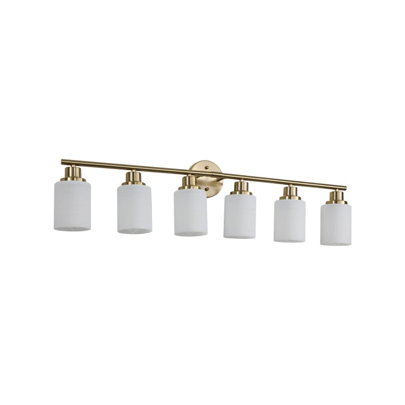 39" Modern 6-Light Vanity Wall Sconce, Golden Finish with Frosted