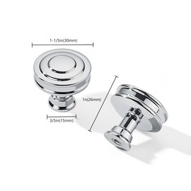 khtumeware 2 Pack 1-1/4 Inch(32mm) Polished Chrome Round Cabinet Knobs Heavy Duty Solid Cabinet Knobs Kitchen Cabinet Hardware for Cupboard Drawer Handles