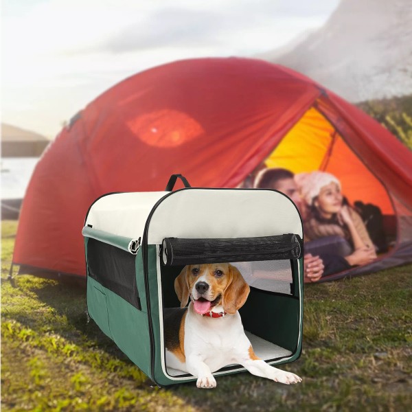 36in Green Soft Sided Portable Dog Crate Lightweight Travel Collapsible,Du