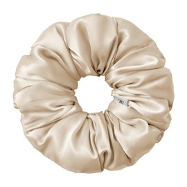 LILYSILK Women's 100% Mulberry Silk Jumbo Hair Scrunchie Women Pure Silk Filled Giant Ponytail Holder Oversized Elastic Hair Band Large XL Hair Bow of Hair Breakage, Yellow Gravel