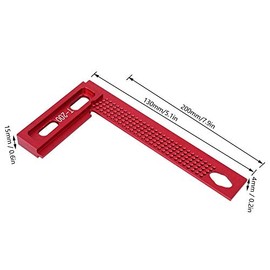 T Type Ruler 200 mm/7.9 Inch Hole Ruler Metal, 90 Degree Angle Clamp, T-200 Angle Precision Angle T-Shaped Ruler for Woodworking, Red Aluminium Alloy Carpenter's Square
