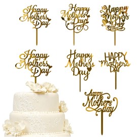 Bejotaa - Decoración de 6 piezas para tartas para el día de la madre, decoración de fiesta de acrílico para el día de la madre, decoración de pasteles para cumpleaños, día de la madre