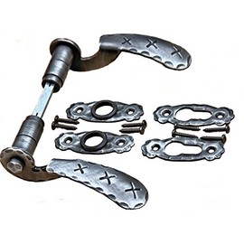 UHRIG Door Handle Made of Wrought Iron Galvanised Door Handle Black Rustic Fittings Antique Handle Pair