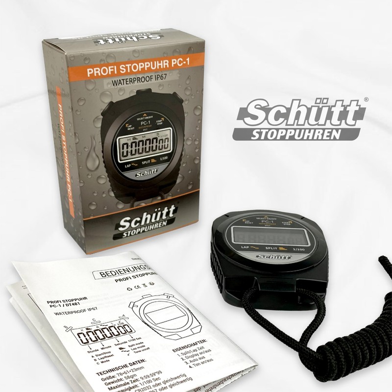 Schütt Stopwatch PC-1, Large Single-Line Display, Pressure Point Mechanism, Dust