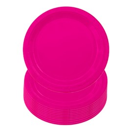 ATBEAMEN 16PCS Hot Pink Paper Plates 23cm,Disposable Paper Plates 9 inch Solid Color Paper Round Dinner Plates Tableware Party Plates for Birthday,BBQs,Picnic,Kids Shower Party Plates Supplies