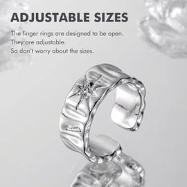 GENPAR White Gold Plated Sterling Silver Ring for Women, Solid Silver Romantic Opening Ring for Women Jewelry,Adjustable Size (R0015-J3482)