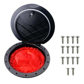 NRC&XRC 20cm/8” Hatch Kit, Deck Hatch with Waterproof Bag and Fasteners for Kayak Boat Fishing Rigging（Black）-1Pack