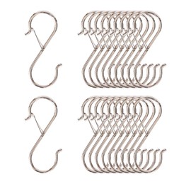 Mythosurge Pack of 20 S Hooks for Hanging, S Hooks Stainless Steel with Safety Buckle, Heavy Duty Metal Hooks, 3.5 inches/9 cm, Anti-Drop Stainless Steel Hanging Hook (Silver)