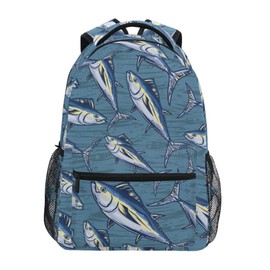 Fisyme Marine Tuna Fish Laptop Backpack Bag Bookbag Casual Hiking Travel Computer Notebooks Daypacks