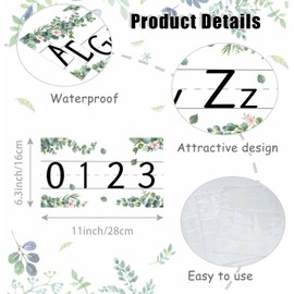 MUNILAIL 12 Pcs Alphabet Bulletin Board Strips Alphabet and Number Lines ABC Eucalyptus Themed Alphabet Poster for Preschool Kindergarten Bedroom Playroom Classroom Wall Decoration