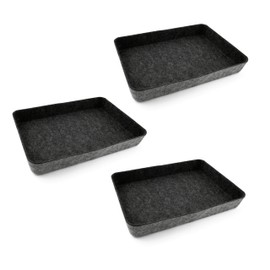 Three by Three Seattle Felt Like It! 13 x 9.5 Inch Felt Tray Drawer Organizer, Fits Standard Letter Size Paper Sheets, 3 Pack (Charcoal)