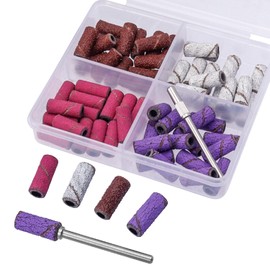 Gasea 60Pcs Nail Sanding Bands with 3/32" Mandrel Set, Small Nail Drill Sanding Tape for Acrylic Nails Manicures Pedicures 80# 120# 180# 240#