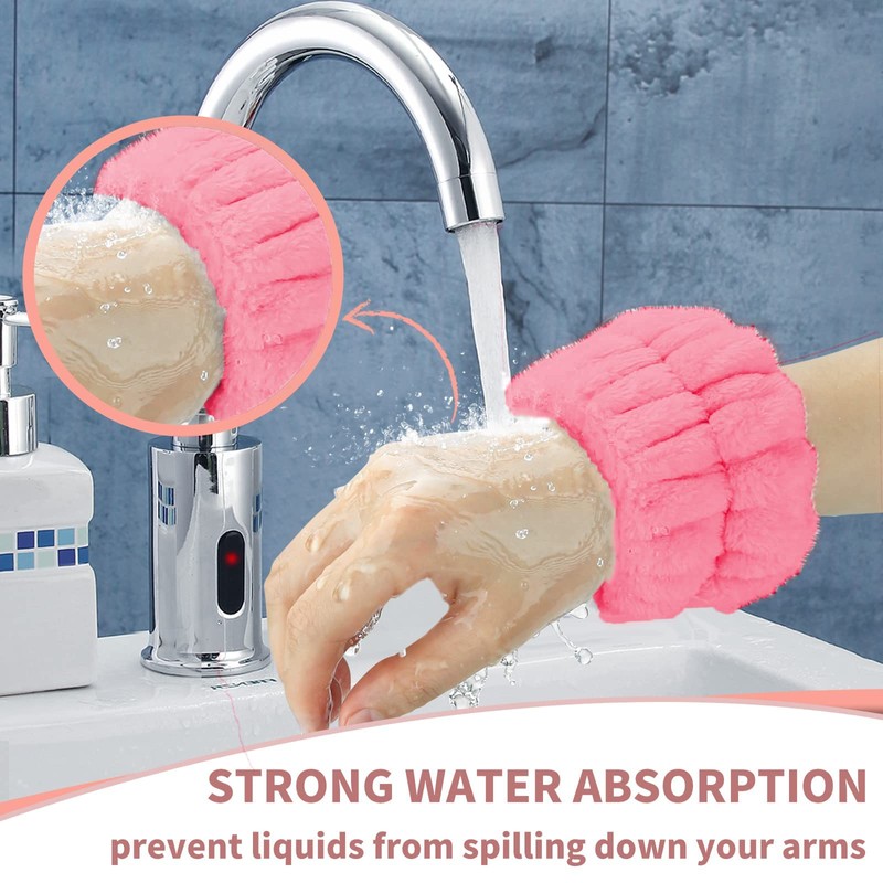 WOOXDYUK 4 PCS Women's Wrist Towels for Washing Face, Microfibre