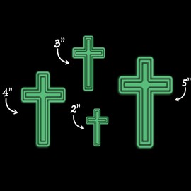 Latin Cross Cross Symbol Religious Christianity Jesus Glow in The Dark Sticker Decal for Phone Tablet Laptop Car Truck Window | 2" Sticker | Green