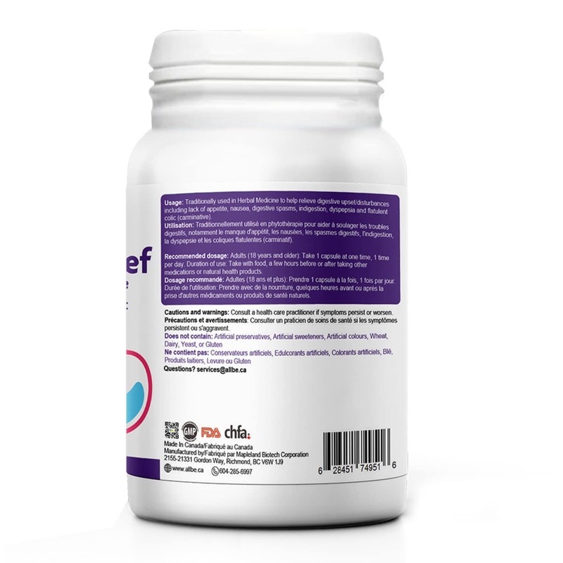 ALLBE Gastric Relief Veggie Capsules, 230mg Broccoli Extract, 200mg Ginger