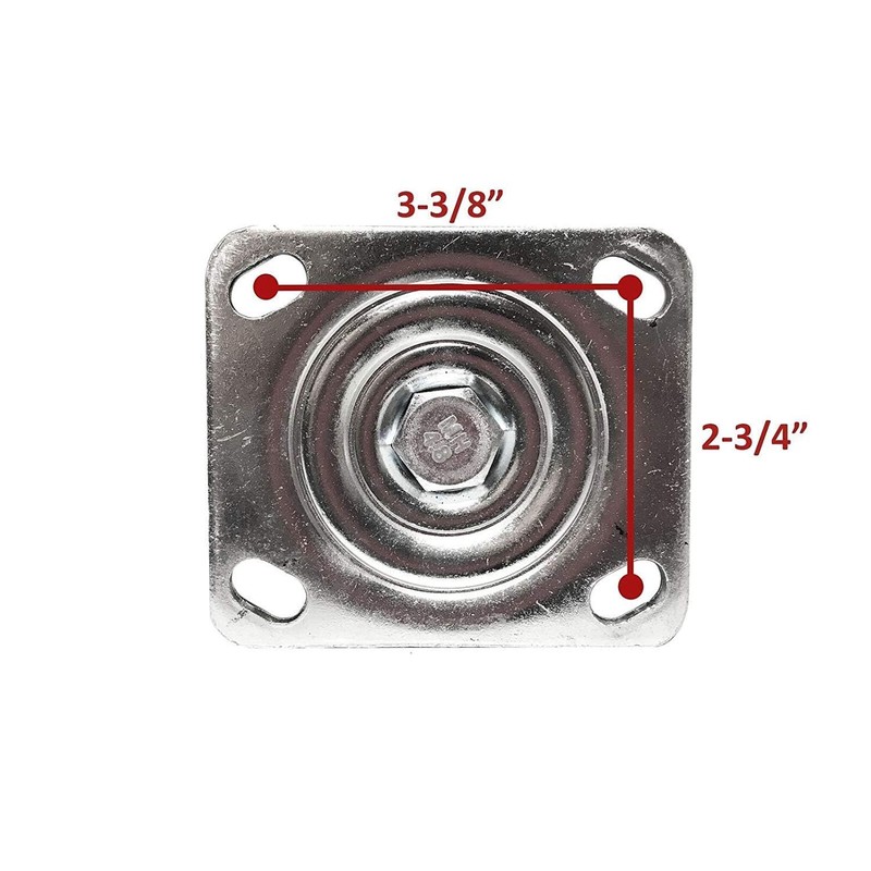 4-Pack Ultra H.D. Plate Casters Quiet Rolling/Non-Marking (2-Swivel and 2-Fixed)