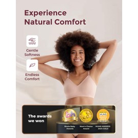 momcozy Nursing Bras for Breastfeeding, YN21 Seamless Ultra Comfort Maternity Bra, Natural Shape, Pregnancy Sleep Bralette Beige