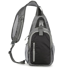 LOUEBICA Waterproof Chest Bag Sling Bag Men's Small Shoulder Lightweight Bag Crossbody Pack for Hiking Outdoor Travel, black