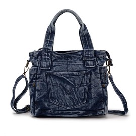 Jeans Denim Bag Shoulder Bag Canvas Bag Retro Shoulder Bag Shopper Unisex, A dark blue