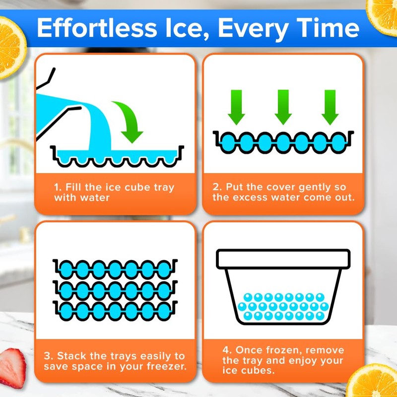 Round Ice Cube Tray with Lid and Bin – Creates