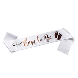 OLILLY Mum to Be Baby Shower Sash (White and Copper)