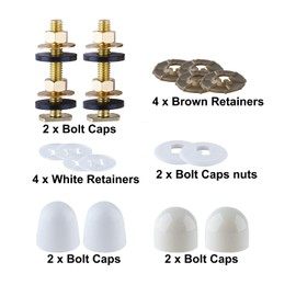 iFealClear Solid Brass Toilet Floor Bolts and Caps Set, Toilets Bowl to Floor Bolts with Washers and Round Cover Caps, Toilet Bolt Kit