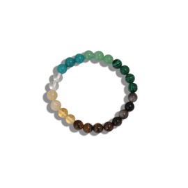 Iborov Stone Beads Bracelet for Women Men's, Protection Healing Crystal Bracelet, Tiger Eye Green Aventurine Malachite Hematite Glass 8mm Gemstone Beaded Stretch Bracelet Jewelry Gift