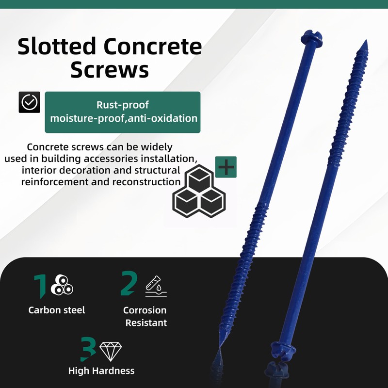 Riyhch 100-Pack 1/4" * 6" Hex Head Concrete Screw Anchor,